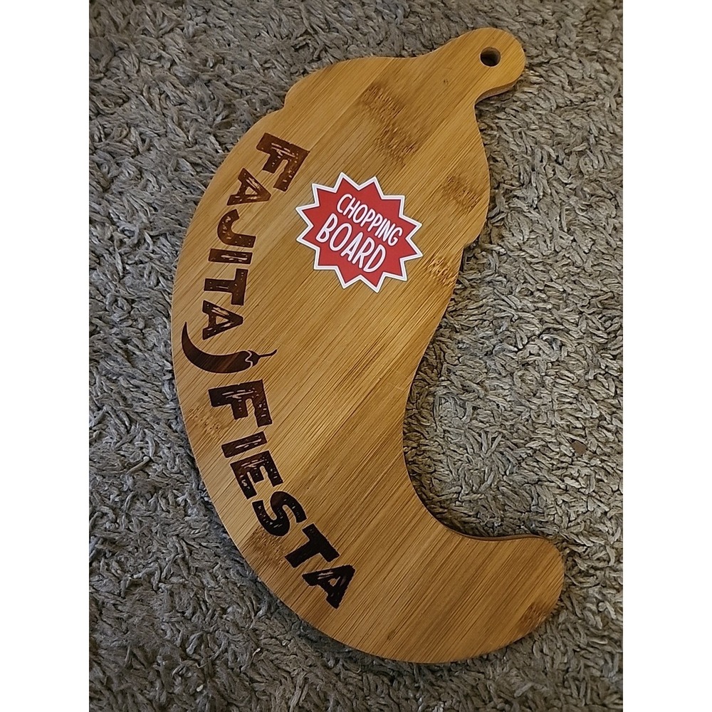 "Fajita‎ Fiesta" Jalapeno Pepper Shaped Wooden Cutting/Charcuterie Board - New